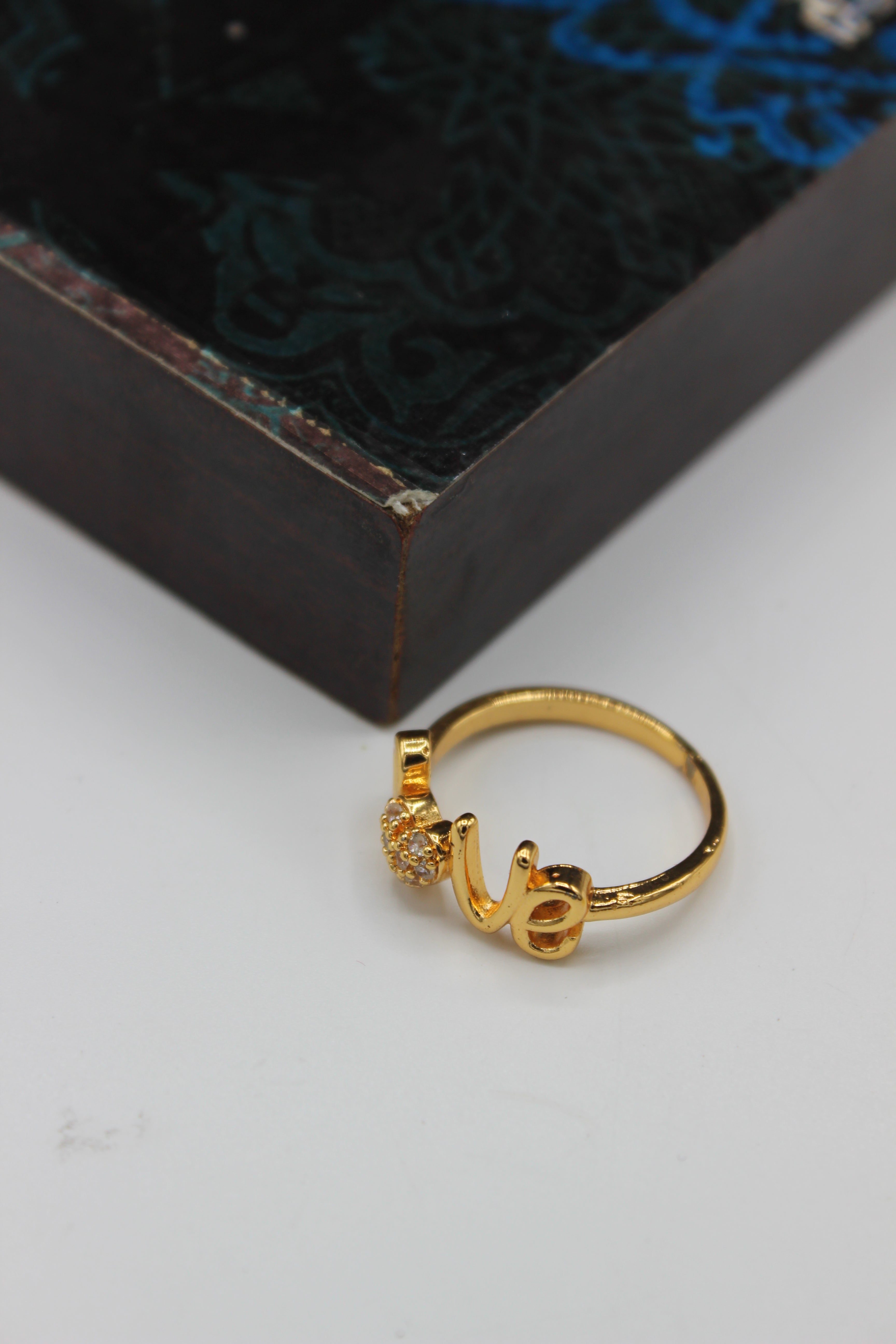 Luminous Design love  Real Stone Gold Plated Ring for Girls/Women